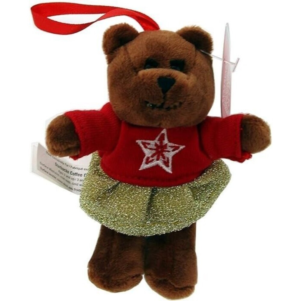 Starbucks Bear Christmas Ornament Girl Bearista Plush 4 inch New